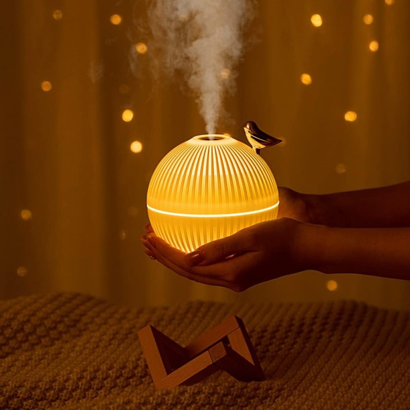 Lampe lune avec humidificateur d'air d'oiseau, diffuseur de parfum de pulvérisation automatique, brumisateur USB, diffuseur