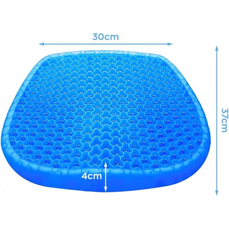 Mediawave - Store coussin en gel respirant, anti-escarres, ergonomique, assise prolongée, 37 x 30 x 4 cm