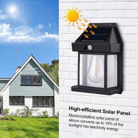 Solar Tungsten Wall Light, Outdoor Solar Induction Tungsten Wire Warm Light Wall Lamp, IP65 Waterproof Solar Security Light,