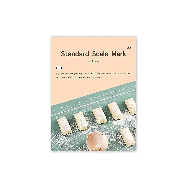 65 * 45cm Large Size Silicone Baking Mat, Non-stick Skidproof Waterproof Measurement, Mint Green