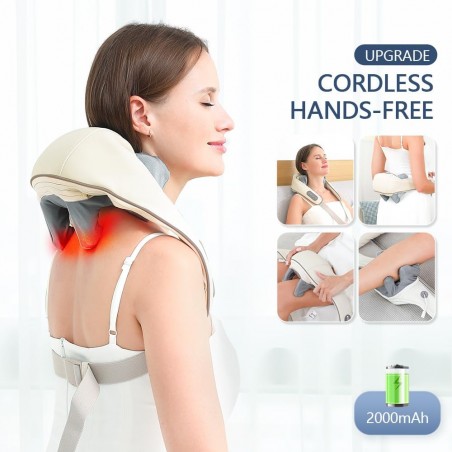 Masseur de cou avec chaleur, masseur portable pour le cou et les épaules, machine de massage CKneading pour soulager la douleur