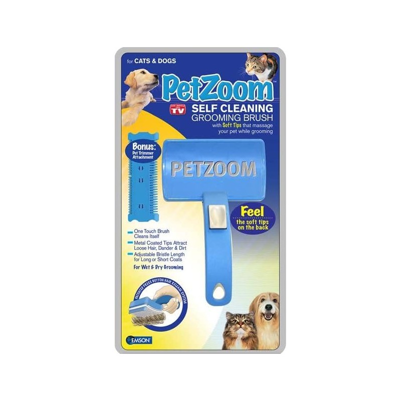 Brosse de toilettage autonettoyante PetZoom avec tondeuse pour animaux de compagnie en prime