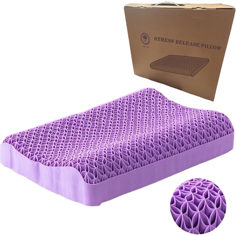 Oreiller Violet En Silicone,Cool Gel Stress Release Oreiller &Cerisier Motif De Fleur Coussin Lombaire Oreiller Confortable