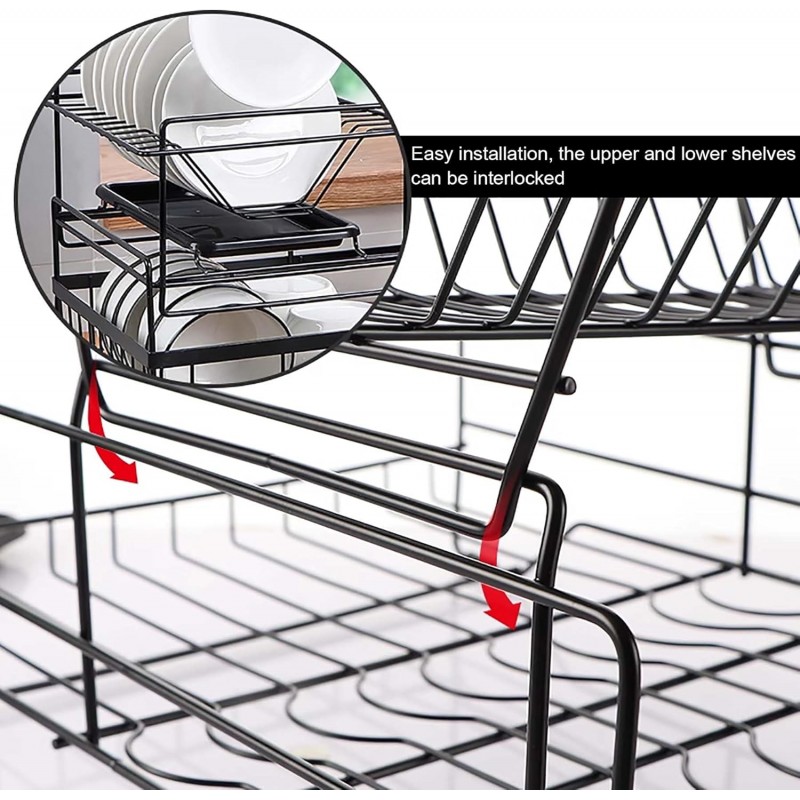 LONONE Égouttoirs à Vaisselle à 2 Niveaux pour comptoir de Cuisine Égouttoir à Vaisselle en Acier Inoxydable avec