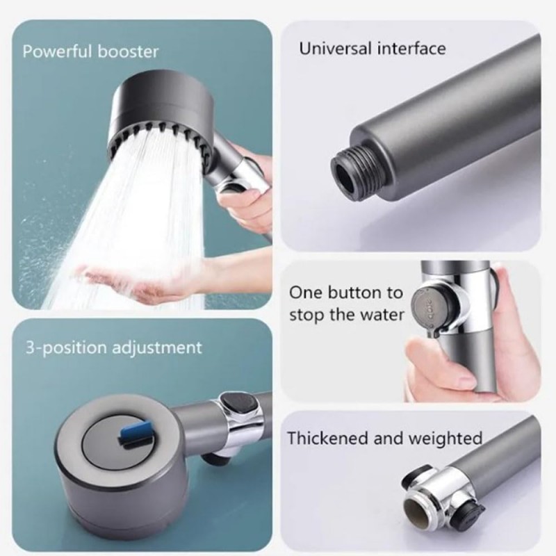 German Multifunctional Massage Shower, Handheld Shower Head with Filter, Multifunctional One-Button Adjustment Shower Head, 3