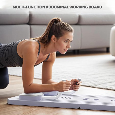 Planche abdominale multifonctionnelle avec bandes de résistance et tapis de genou, rouleau abdominal à rebond automatique avec