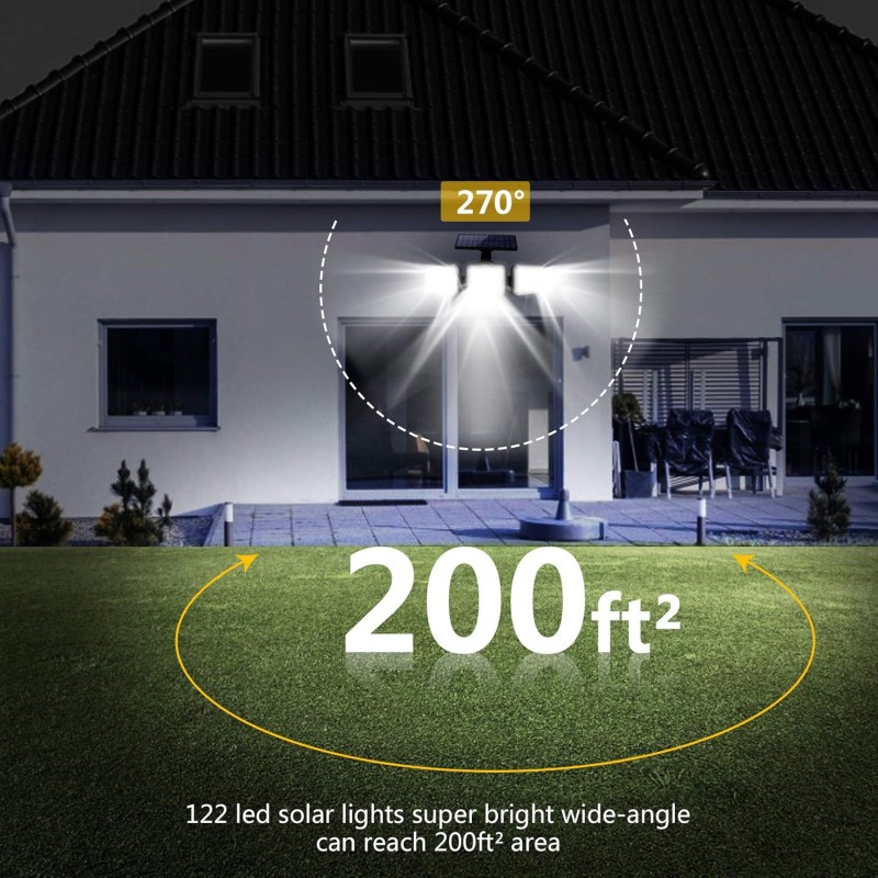 Konifo Lampe Solaire Extérieur,Lumière Solaire Détecteur de Mouvement,Eclairage Spot Led Solaire Exterieur avec 3 Têtes